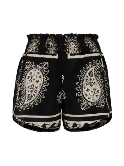 Johanna Ortiz Women's Linka Paisley Cotton Shorts In Paisley Black Ecru