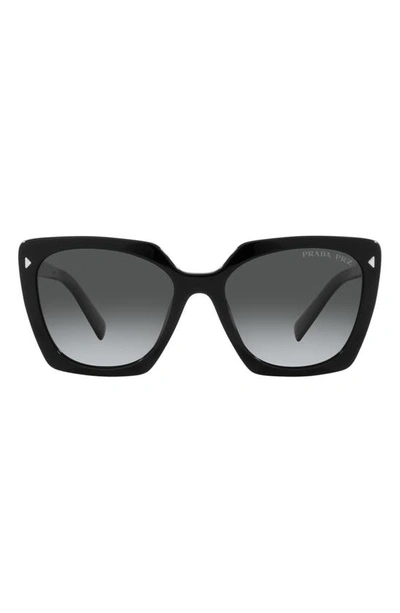 Prada 54mm Gradient Polarized Square Sunglasses In Black