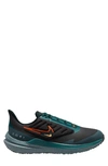 Nike Air Winflo 9 Water Repellent Running Shoe In Black/ Safety Orange