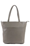 Little Unicorn Babies' Citywalk Faux Leather Diaper Tote In Grey