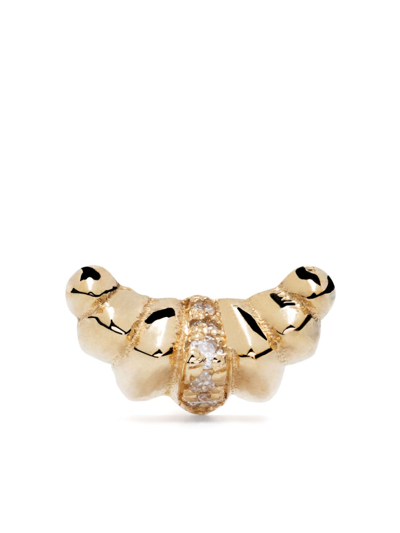Lizzie Mandler Fine Jewelry 18k Yellow Gold Croissant Diamond Stud Earring