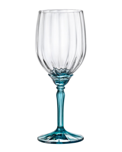 Bormioli Rocco Set Of 4 Florian 12.8oz Blue White Wine/spritz Glasses