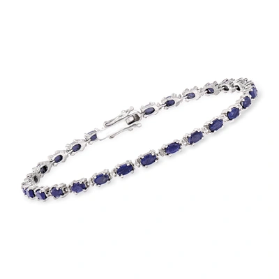 Ross-simons Sapphire Bracelet With Diamond Accents In Sterling Silver In Multi