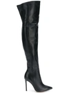 Gianvito Rossi 100mm Over The Knee Nappa Leather Boots In Black