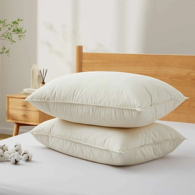 Peace Nest 2 Pack 100% Organic Cotton Shell, 75% Goose Down Feather Bed Pillows, Pillow-in-a-pillow