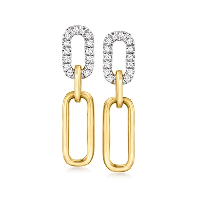 Rs Pure By Ross-simons Diamond Paper Clip Link Drop Earrings In 14kt Yellow Gold In White