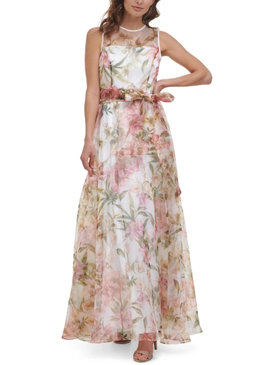 Eliza J Womens Floral Belted Maxi Dress In Multi
