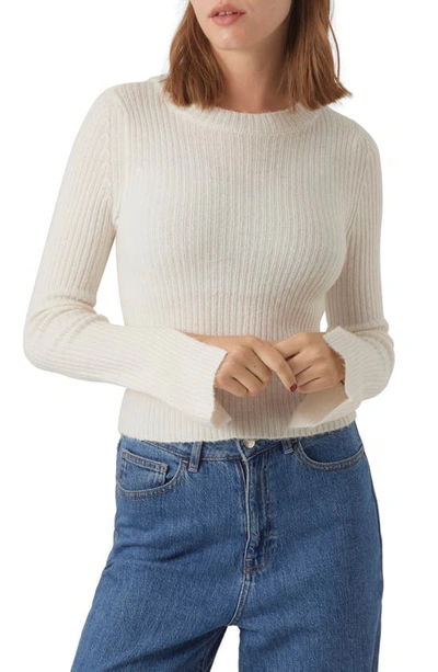 Vero Moda Britany Long Sleeve Sweater In Birch Detail Melange