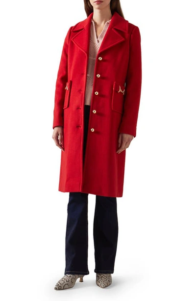 Lk Bennett Spencer Recycled Wool Blend Coat In Red-red