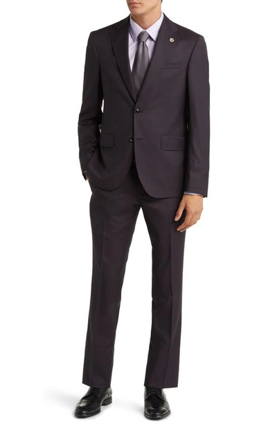 Ted Baker Roger Extra Slim Fit Solid Burgundy Wool Suit