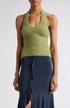 Paloma Wool Ploraire Knit Merino Wool & Alpaca Blend Halter Top In Light Khaki Green
