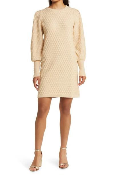 Lilly Pulitzer Jacquetta Long Sleeve Jumper Dress In Heathered Sand Bar Metallic