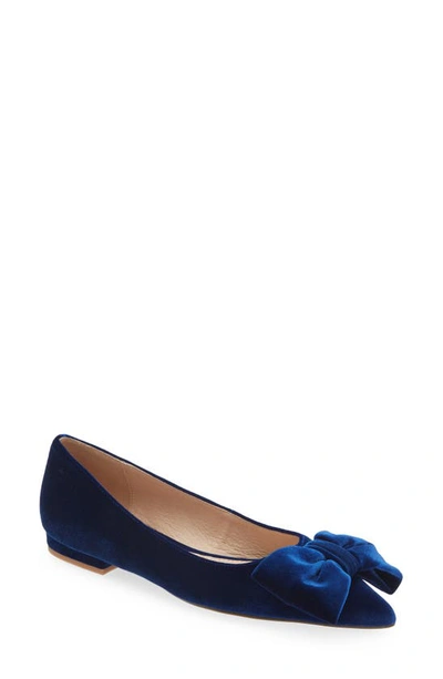 Cecelia New York Brie Bow Pointed Toe Flat In Navy Velvet