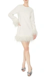 Likely Marullo Feather Trim Long Sleeve Dress In White