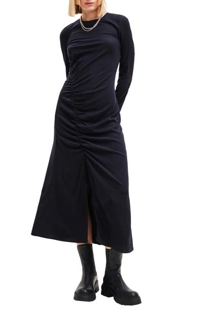 Desigual Samantha Long Sleeve Ruched Dress In Black