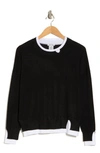 Sweet Romeo Contrast Trim Pullover Sweater In Black