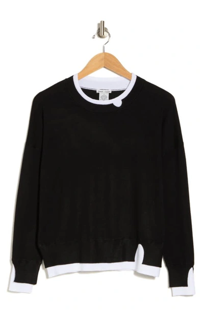 Sweet Romeo Contrast Trim Pullover Sweater In Black