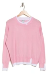 Sweet Romeo Contrast Trim Pullover Sweater In Pink