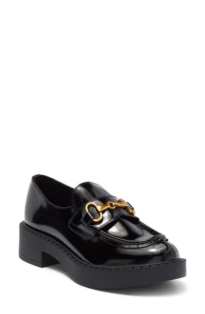 Jeffrey Campbell Portina Platform Loafer In Black Box Gold