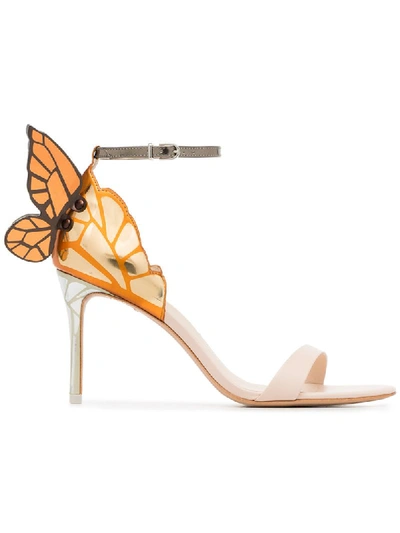 Sophia Webster Chiara Mid-heel Embroidered Butterfly Sandals In Nude/neutrals