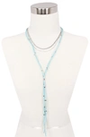 Olivia Welles Layered Chain And Suede Lariat Necklace In Silver / Aqua