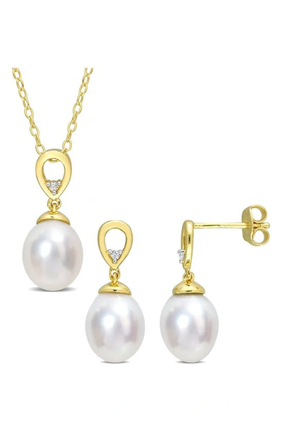 Delmar South Sea Cultured Pearl Necklace & Earrings Set In White