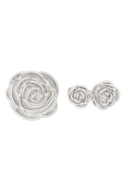 Melrose And Market Rose 2-pack Rings In Rhodium