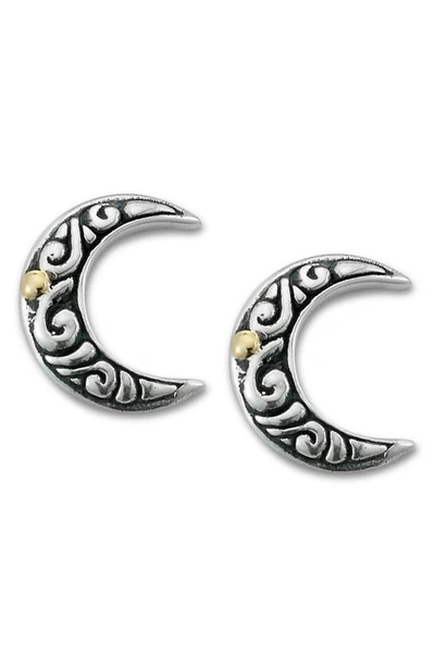 Samuel B. Crescent Moon Stud Earrings In Silver And Gold
