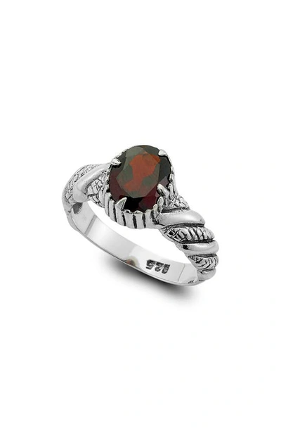 Samuel B. Garnet Ring In Silver/ Red