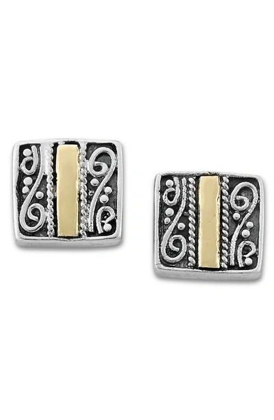 Samuel B. Square Stud Earrings In Silver And Gold