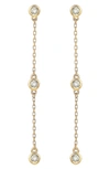 Suzy Levian Diamond Station Chain Drop Earrings In Yellow Gold