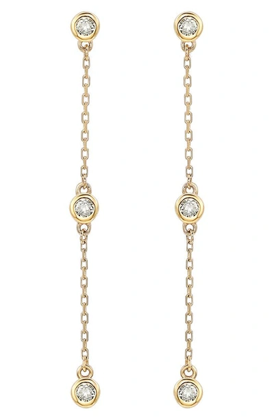 Suzy Levian Diamond Station Chain Drop Earrings In Yellow Gold