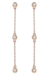 Suzy Levian Diamond Station Chain Drop Earrings In Rose Gold