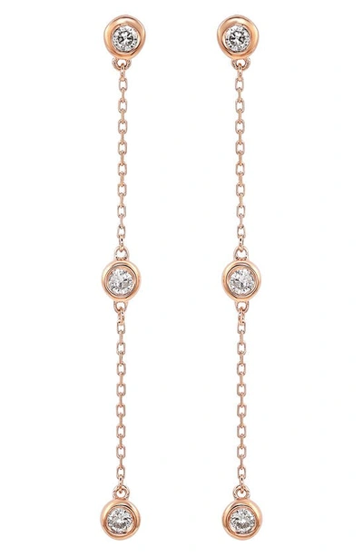 Suzy Levian Diamond Station Chain Drop Earrings In Rose Gold