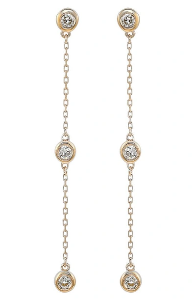 Suzy Levian Diamond Station Chain Drop Earrings In Yellow Gold