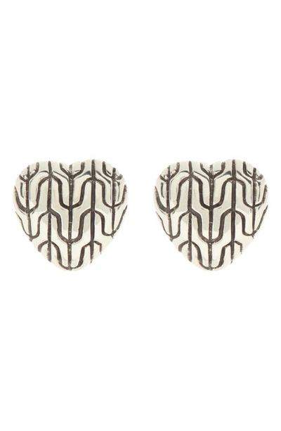 John Hardy Chain Texture Heart Stud Earrings In Silver