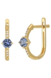 Bony Levy 18k Gold Pavé Diamond Hoop Earrings In Blue/ 18k Yellow Gold