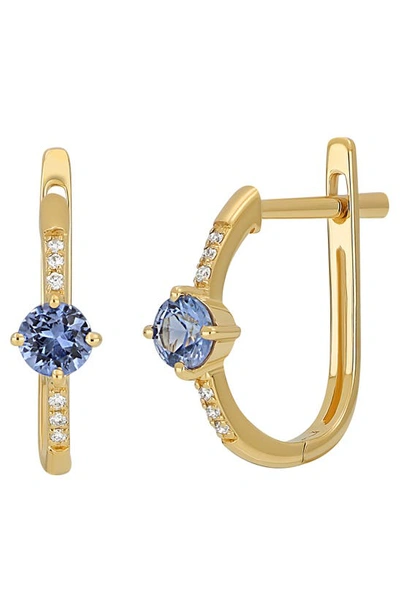 Bony Levy 18k Gold Pavé Diamond Hoop Earrings In Blue/ 18k Yellow Gold