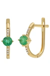 Bony Levy 18k Gold Pavé Diamond Hoop Earrings In Green/ 18k Yellow Gold