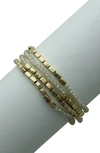 Olivia Welles Glass Beaded Stretch Bracelet In Ivory