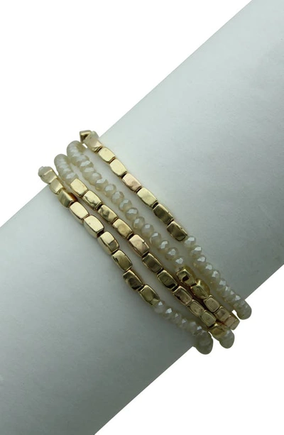 Olivia Welles Glass Beaded Stretch Bracelet In Ivory