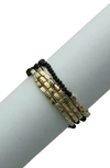 Olivia Welles Glass Beaded Stretch Bracelet In Gold / Black