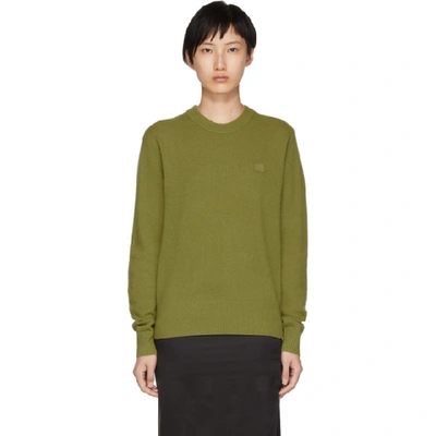 Acne Studios Green Knit Face Sweater In Olive Green