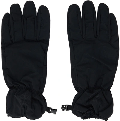 Stone Island Black Patch Gloves In V0029 Black