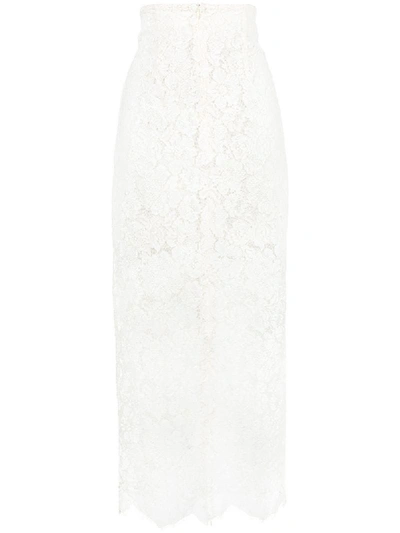 Ganni Jerome Midi Lace Skirt In White