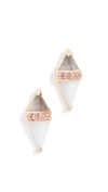 Sorellina 18k Diamond / Sapphire Pietra Stud Earrings In Moonstone/white Onyx/pink