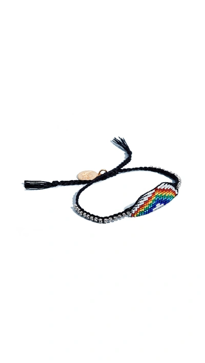 Venessa Arizaga Rainbow Friendship Bracelet In Black
