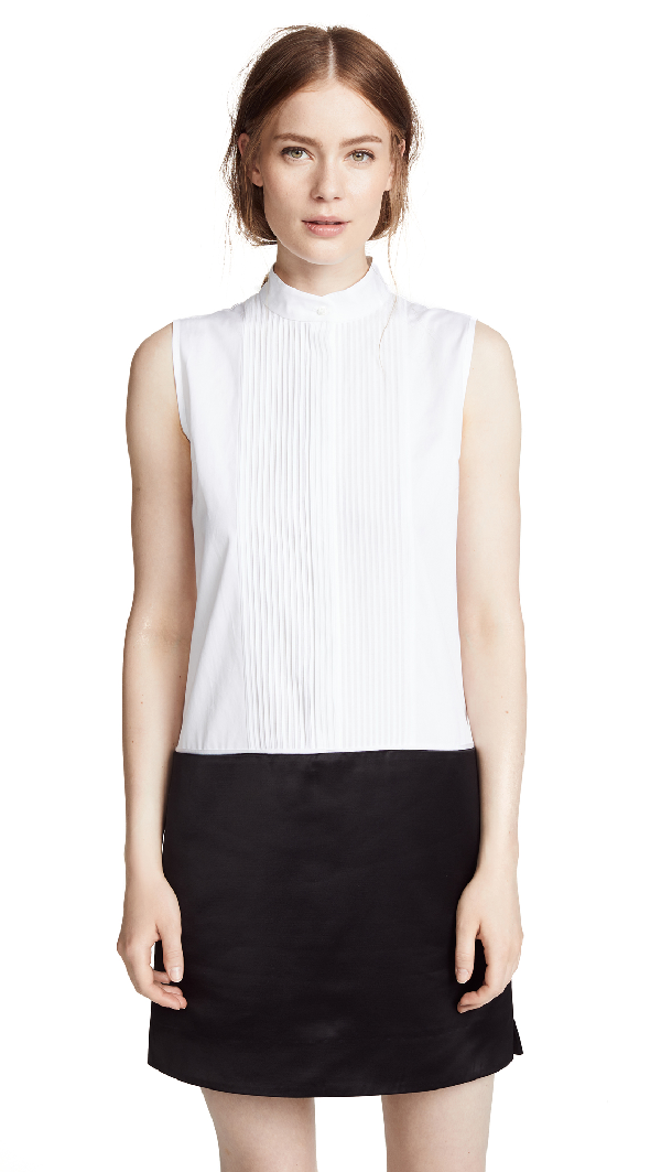 Victoria Victoria Beckham Half Shirt Dress In White Black Modesens
