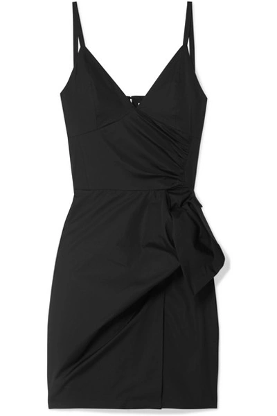 Victoria Victoria Beckham Tie-front Cotton Mini Dress In Black
