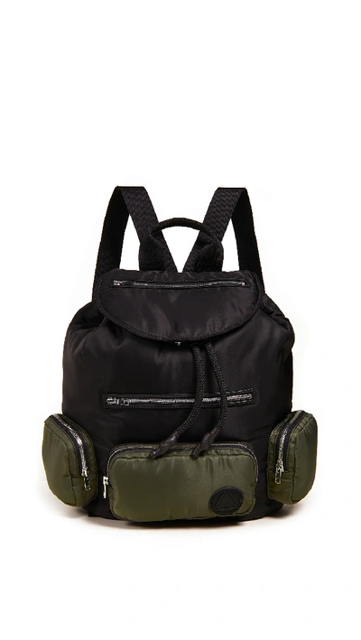 Mcq By Alexander Mcqueen Convertible Drawstring Backpack In Black/washed Khaki